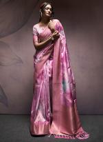 Soft Silk Pink Party Wear Printed Saree